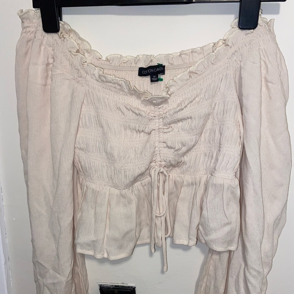 Medium, Rouched Strapless long sleeve